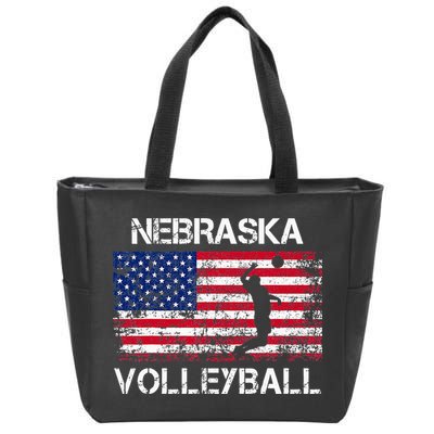 Nebraska Volleyball Team American Flag Gift Zip Tote Bag