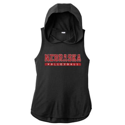 Nebraska Volleyball Varsity Red Vintage Ladies PosiCharge Tri-Blend Wicking Draft Hoodie Tank