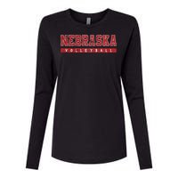 Nebraska Volleyball Varsity Red Vintage Womens Cotton Relaxed Long Sleeve T-Shirt