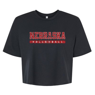 Nebraska Volleyball Varsity Red Vintage Bella+Canvas Jersey Crop Tee