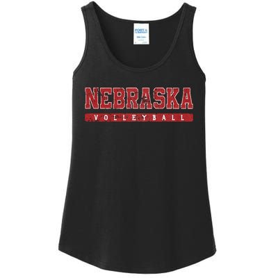 Nebraska Volleyball Varsity Red Vintage Ladies Essential Tank