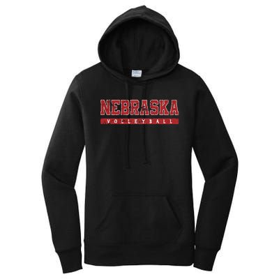 Nebraska Volleyball Varsity Red Vintage Women's Pullover Hoodie