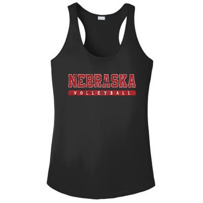 Nebraska Volleyball Varsity Red Vintage Ladies PosiCharge Competitor Racerback Tank