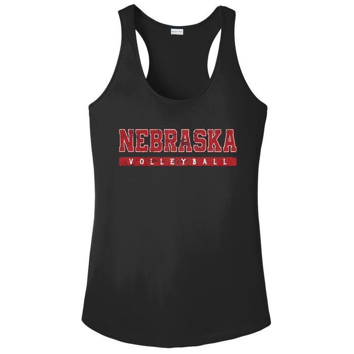 Nebraska Volleyball Varsity Red Vintage Ladies PosiCharge Competitor Racerback Tank