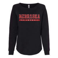 Nebraska Volleyball Varsity Red Vintage Womens California Wash Sweatshirt