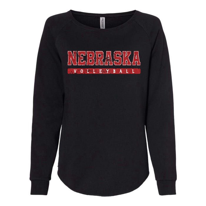 Nebraska Volleyball Varsity Red Vintage Womens California Wash Sweatshirt