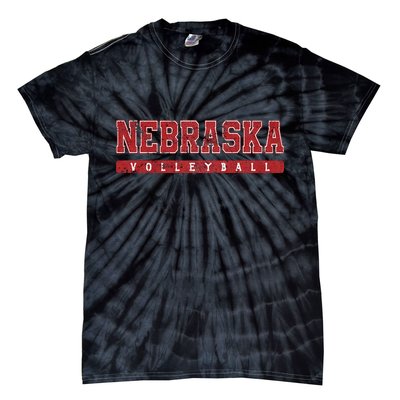 Nebraska Volleyball Varsity Red Vintage Tie-Dye T-Shirt