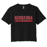 Nebraska Volleyball Varsity Red Vintage Women's Crop Top Tee