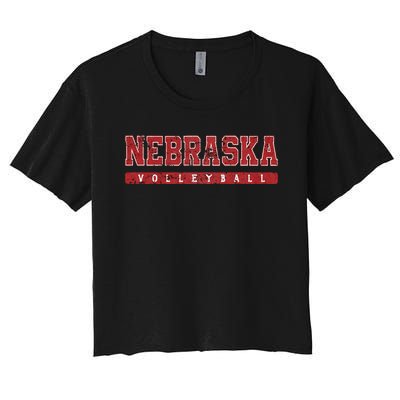 Nebraska Volleyball Varsity Red Vintage Women's Crop Top Tee