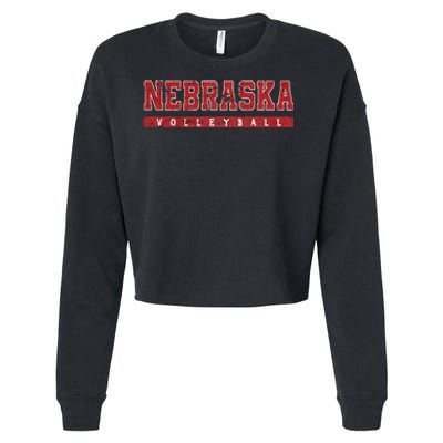 Nebraska Volleyball Varsity Red Vintage Cropped Pullover Crew