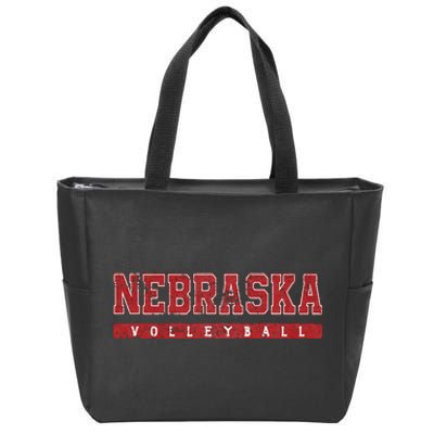 Nebraska Volleyball Varsity Red Vintage Zip Tote Bag