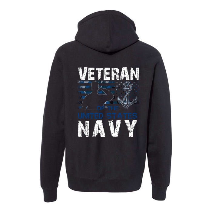 Na Vy Veteran US Flag Vintage Patriotic America Gift Premium Hoodie