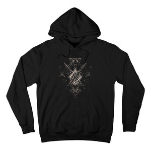 Norse Viking Wolf Raven Of Odin With Pagan Gungnir Symbol Hoodie