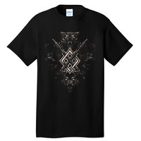 Norse Viking Wolf Raven Of Odin With Pagan Gungnir Symbol Tall T-Shirt