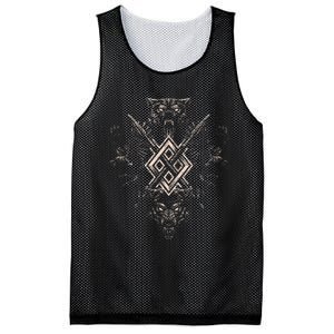 Norse Viking Wolf Raven Of Odin With Pagan Gungnir Symbol Mesh Reversible Basketball Jersey Tank