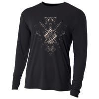 Norse Viking Wolf Raven Of Odin With Pagan Gungnir Symbol Cooling Performance Long Sleeve Crew