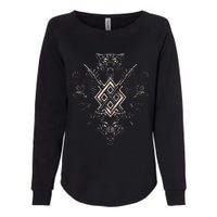 Norse Viking Wolf Raven Of Odin With Pagan Gungnir Symbol Womens California Wash Sweatshirt