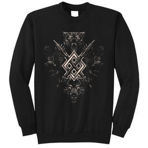 Norse Viking Wolf Raven Of Odin With Pagan Gungnir Symbol Tall Sweatshirt