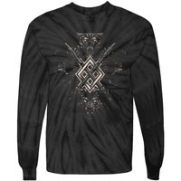 Norse Viking Wolf Raven Of Odin With Pagan Gungnir Symbol Tie-Dye Long Sleeve Shirt