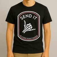 No Victory Without Sacrifice Send It Skeleton Hand T-Shirt