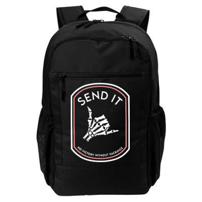 No Victory Without Sacrifice Send It Skeleton Hand Backpack