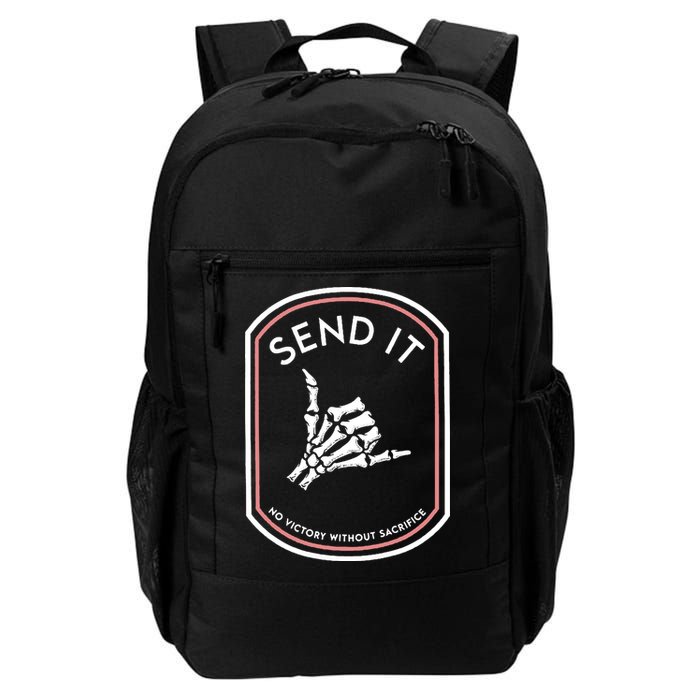 No Victory Without Sacrifice Send It Skeleton Hand Backpack