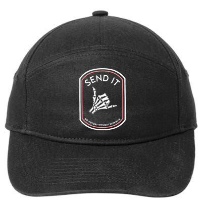 No Victory Without Sacrifice Send It Skeleton Hand 7-Panel Snapback Hat
