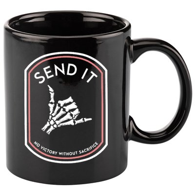No Victory Without Sacrifice Send It Skeleton Hand 11oz C Handle Ceramic Mug