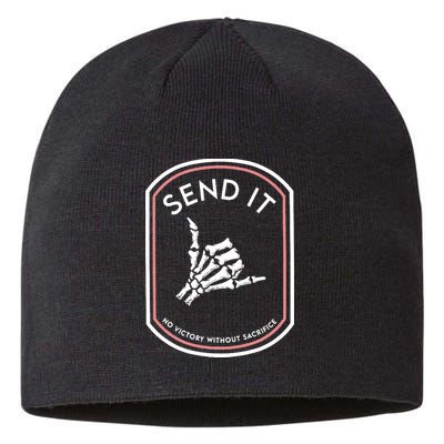No Victory Without Sacrifice Send It Skeleton Hand Sustainable Beanie