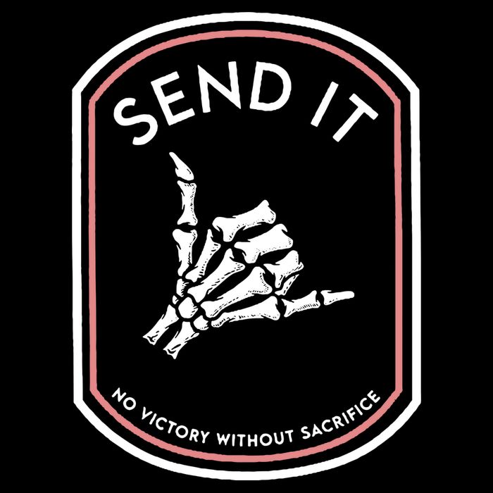 No Victory Without Sacrifice Send It Skeleton Hand 16 in Basic Backpack