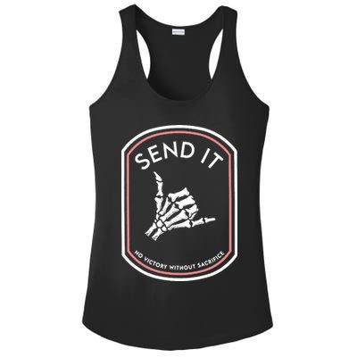 No Victory Without Sacrifice Send It Skeleton Hand Ladies PosiCharge Competitor Racerback Tank