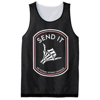 No Victory Without Sacrifice Send It Skeleton Hand Mesh Reversible Basketball Jersey Tank