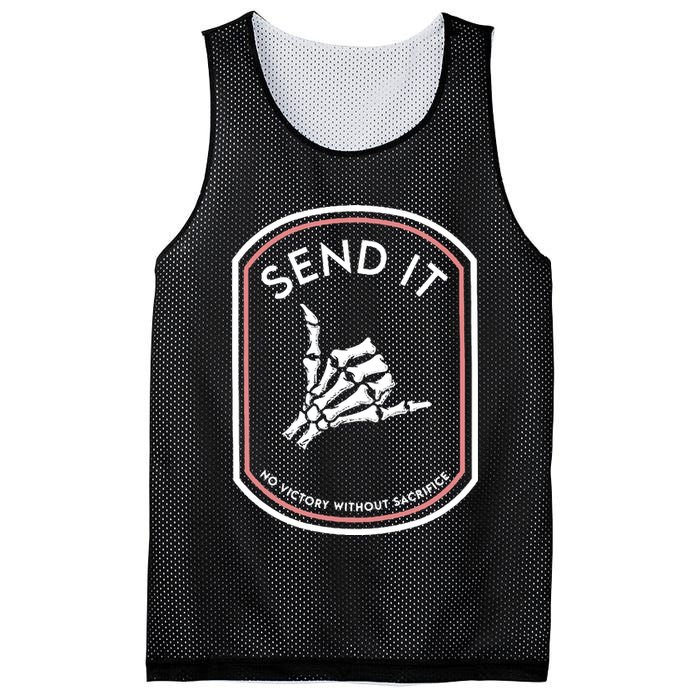 No Victory Without Sacrifice Send It Skeleton Hand Mesh Reversible Basketball Jersey Tank