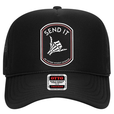 No Victory Without Sacrifice Send It Skeleton Hand Trucker Hat