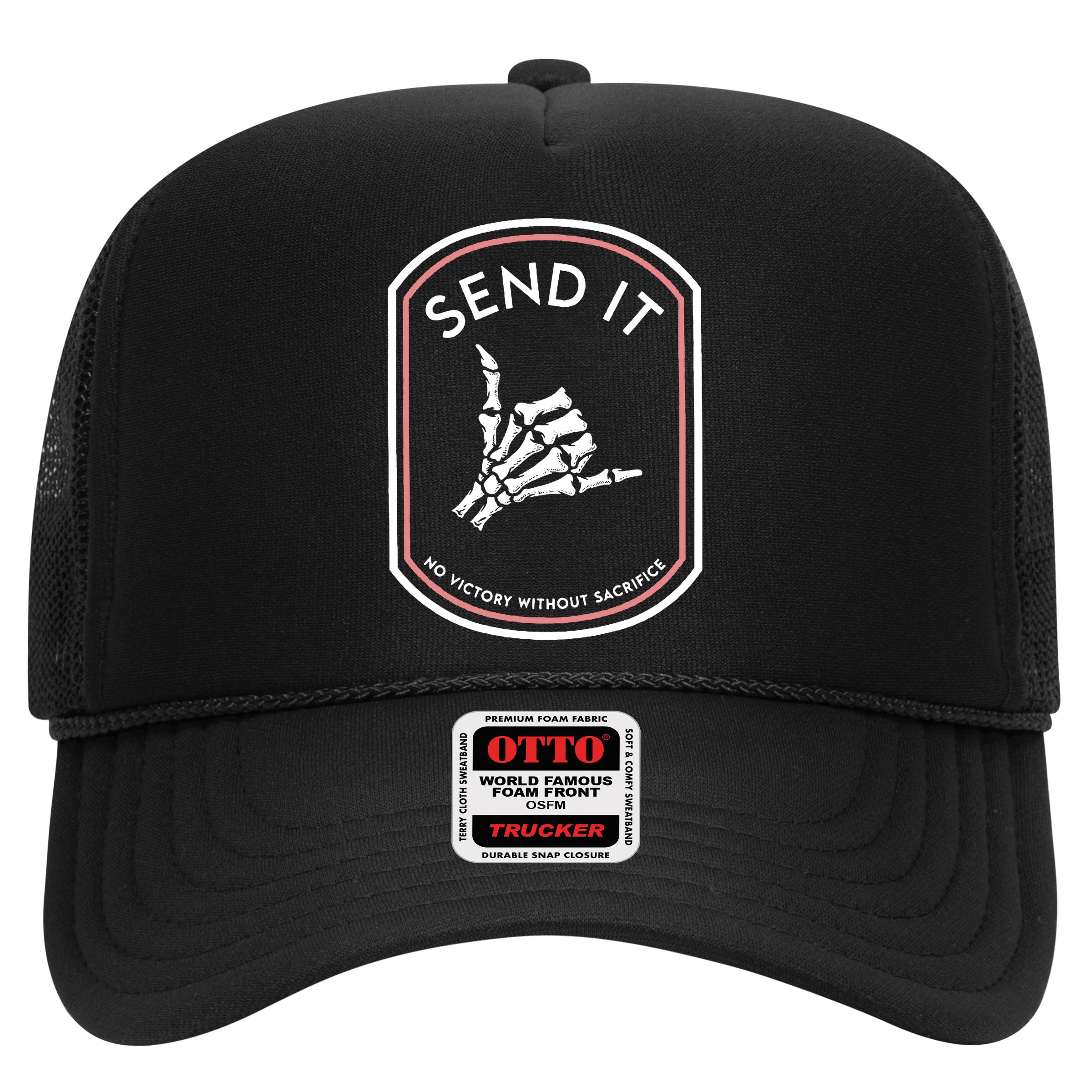 No Victory Without Sacrifice Send It Skeleton Hand Hat