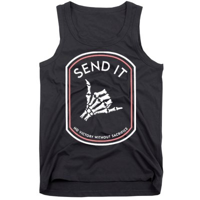 No Victory Without Sacrifice Send It Skeleton Hand Tank Top