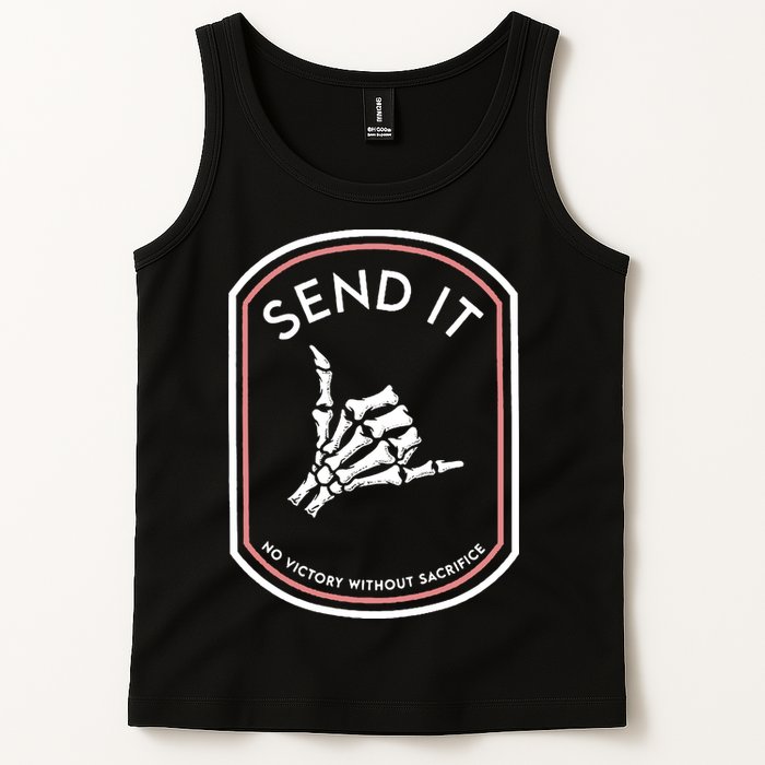No Victory Without Sacrifice Send It Skeleton Hand Tank Top