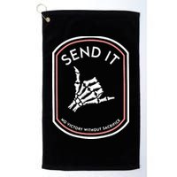No Victory Without Sacrifice Send It Skeleton Hand Golf Towel