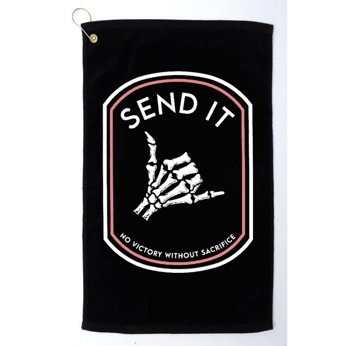 No Victory Without Sacrifice Send It Skeleton Hand Golf Towel