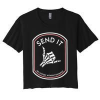 No Victory Without Sacrifice Send It Skeleton Hand Crop Top