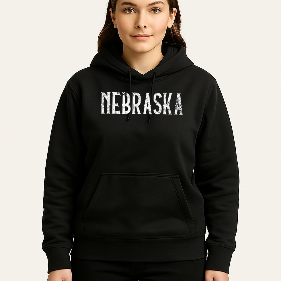 Nebraska Vintage White Script NE Apparel Hoodie