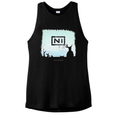 Ni With Antlers Ladies PosiCharge Tri-Blend Wicking Tank