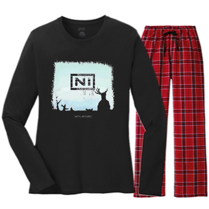 Ni With Antlers Women's Long Sleeve Flannel Pajama Set 