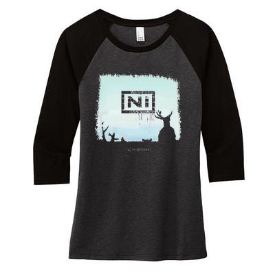 Ni With Antlers Women's Tri-Blend 3/4-Sleeve Raglan Shirt