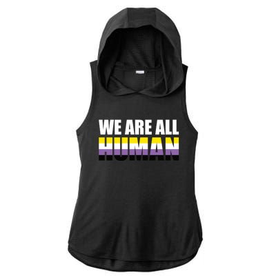 Nonbinary We Are All Hu Lgbtq Ally Pride Flag Nongender Cute Gift Ladies PosiCharge Tri-Blend Wicking Draft Hoodie Tank