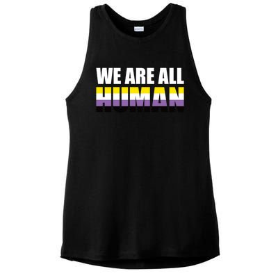 Nonbinary We Are All Hu Lgbtq Ally Pride Flag Nongender Cute Gift Ladies PosiCharge Tri-Blend Wicking Tank