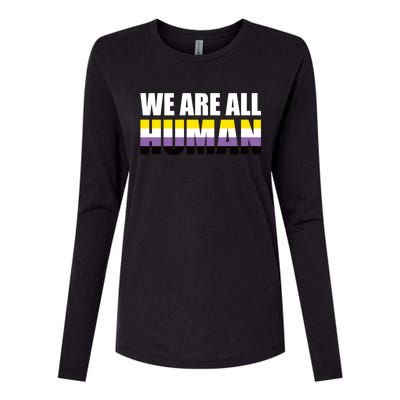 Nonbinary We Are All Hu Lgbtq Ally Pride Flag Nongender Cute Gift Womens Cotton Relaxed Long Sleeve T-Shirt