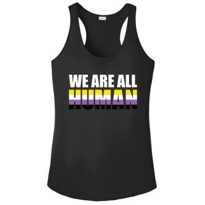 Nonbinary We Are All Hu Lgbtq Ally Pride Flag Nongender Cute Gift Ladies PosiCharge Competitor Racerback Tank