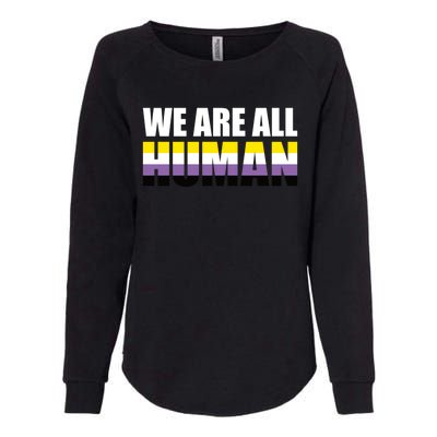 Nonbinary We Are All Hu Lgbtq Ally Pride Flag Nongender Cute Gift Womens California Wash Sweatshirt