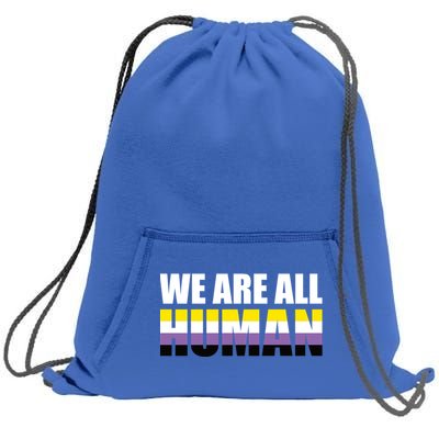 Nonbinary We Are All Hu Lgbtq Ally Pride Flag Nongender Cute Gift Sweatshirt Cinch Pack Bag